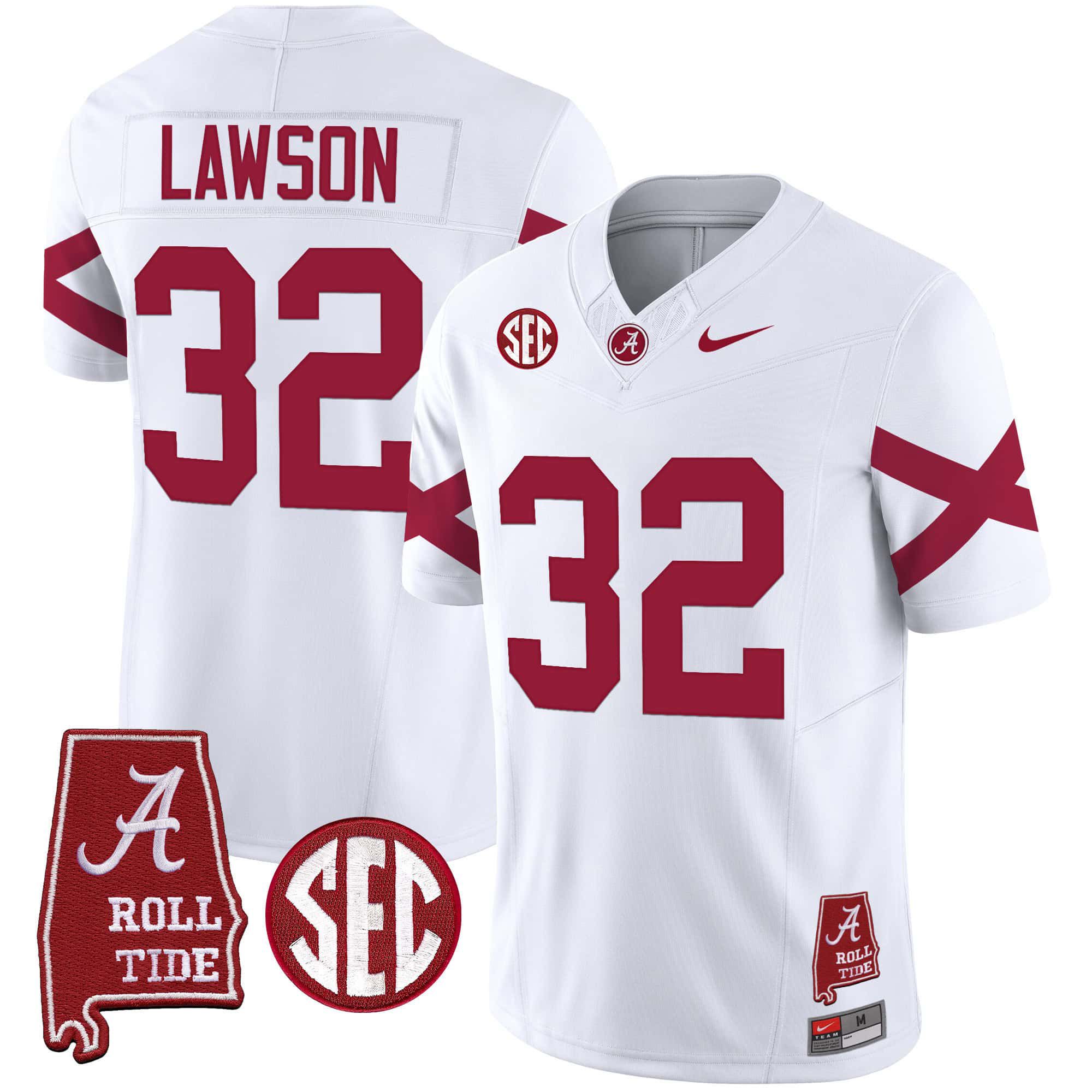 Men Alabama Crimson Tide #32 Lawson White Map Vapor Limited 2024 Nike NCAA Jersey